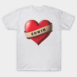 Edwin - Lovely Red Heart With a Ribbon T-Shirt